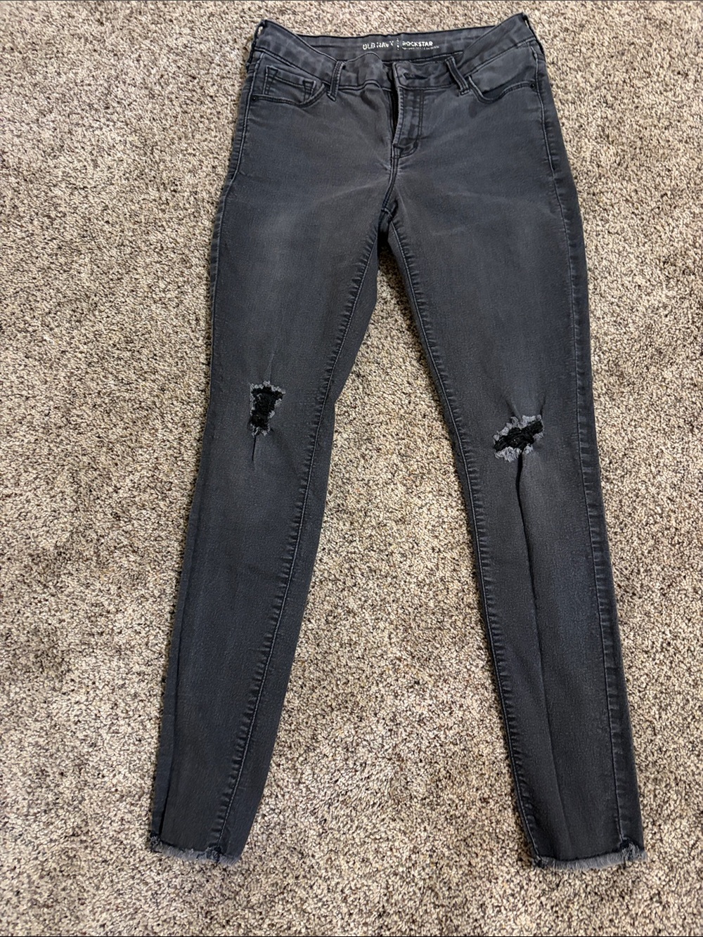 Old Navy Black Skinny Jeans with Knee Rips - Women's